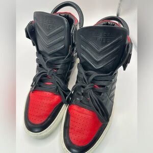 Buscemi Black and Red High-Top Sneakers